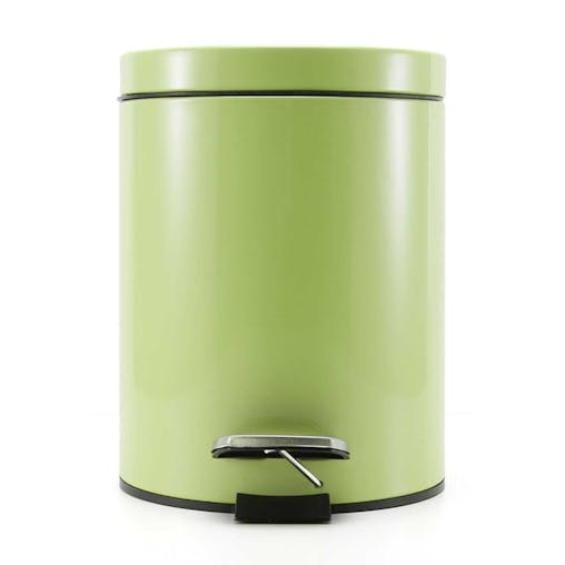 SOGA 2X Foot Pedal Stainless Steel Round Trash Bin Green 7L