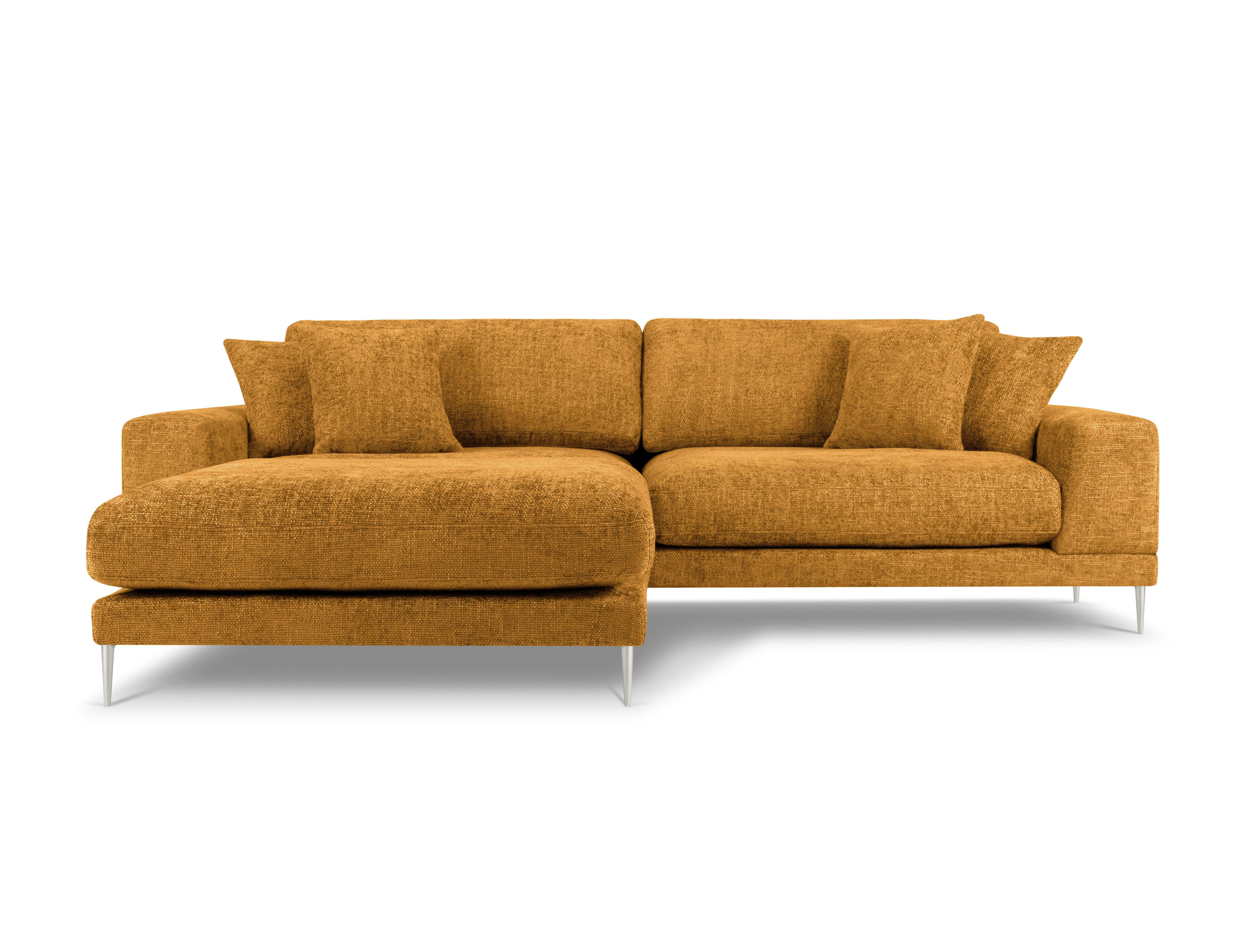 JOG - Canapé d'angle gauche 5 places en tissu structuré jaune