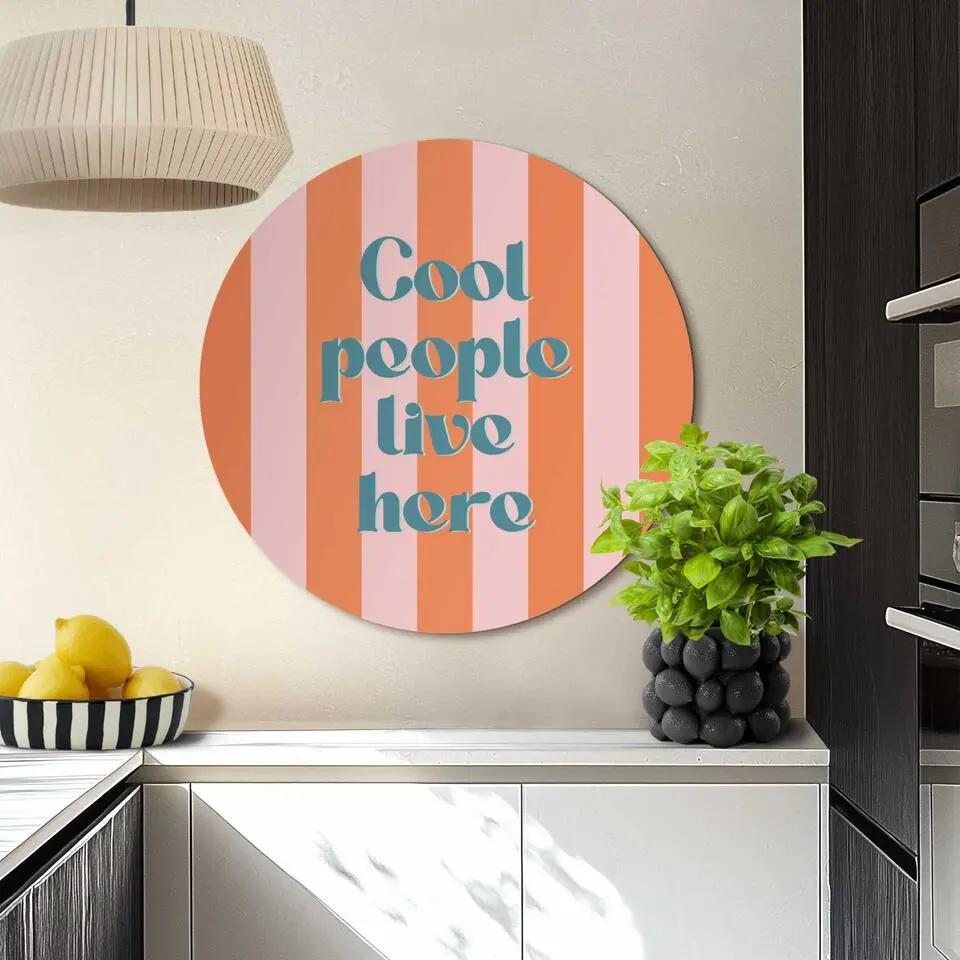 Glasschilderij Coole mensen - &Oslash; 70 - Oranje