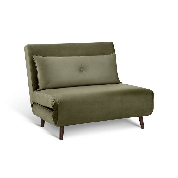 Habitat Roma Small Double Velvet Chairbed - Sage Green