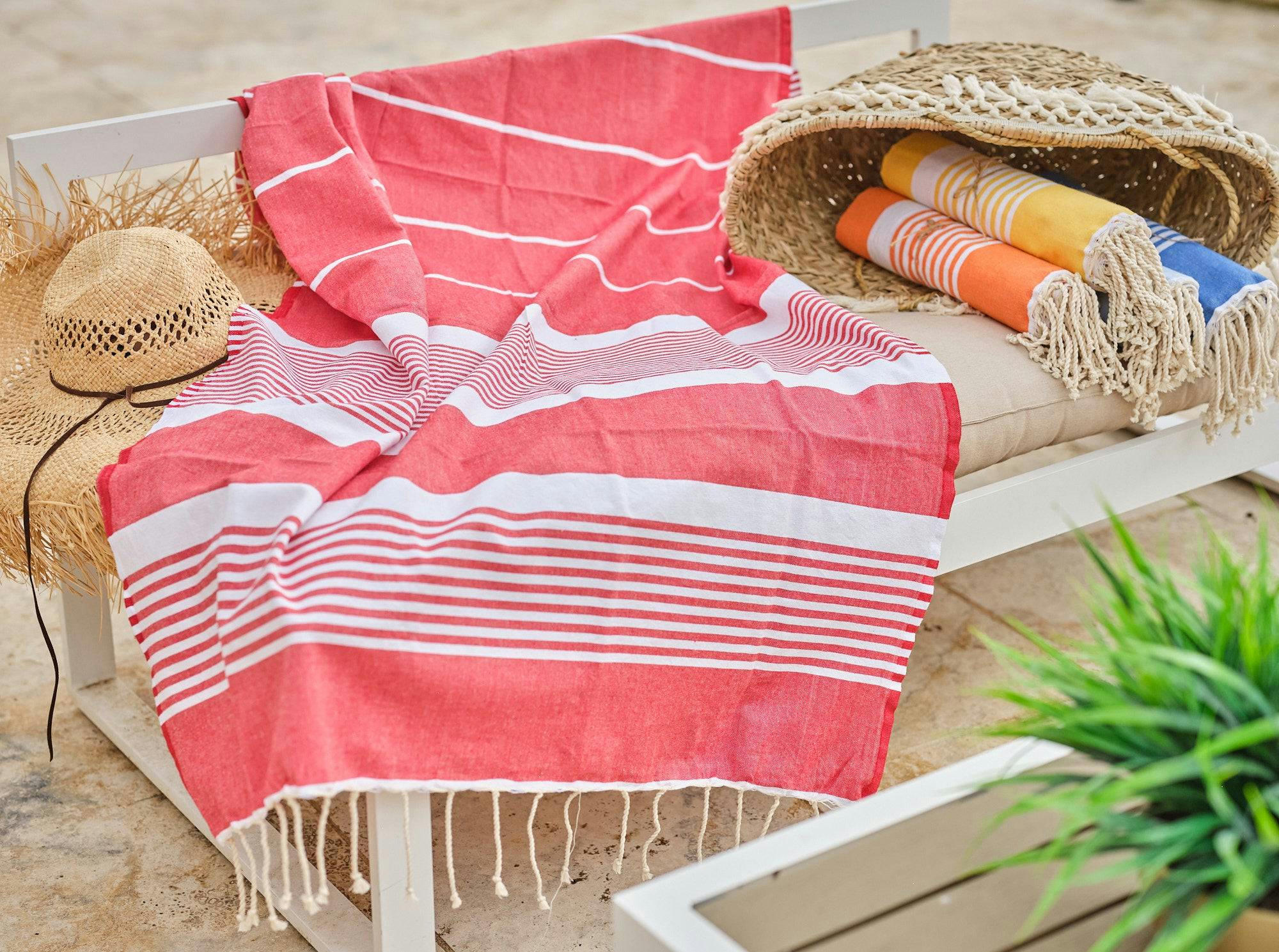 - Fouta en coton 100x200cm rouge