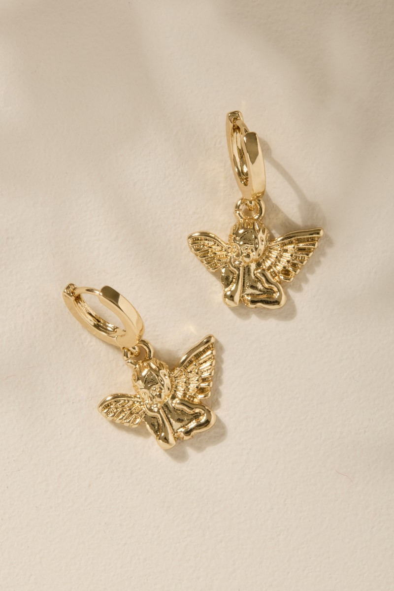 Michelle Cherub Charm Huggie Hoop Earrings