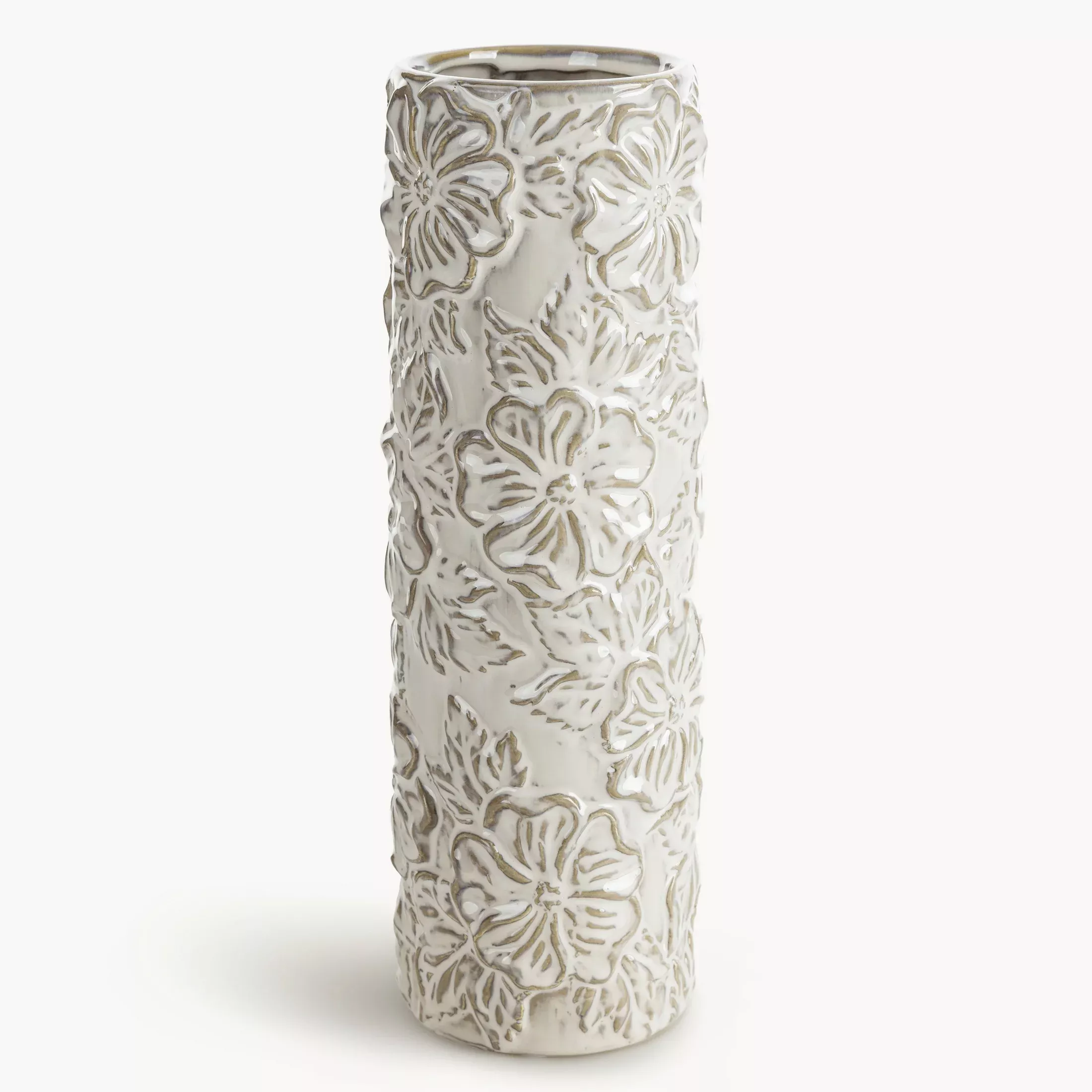 Wazon ceramiczny NAIRA z wytłaczanym wzorem kwiatów