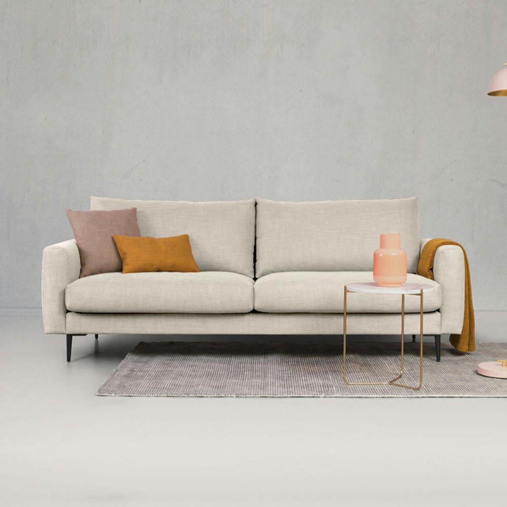 CARUSO - Canapé 3 places tissu droit beige