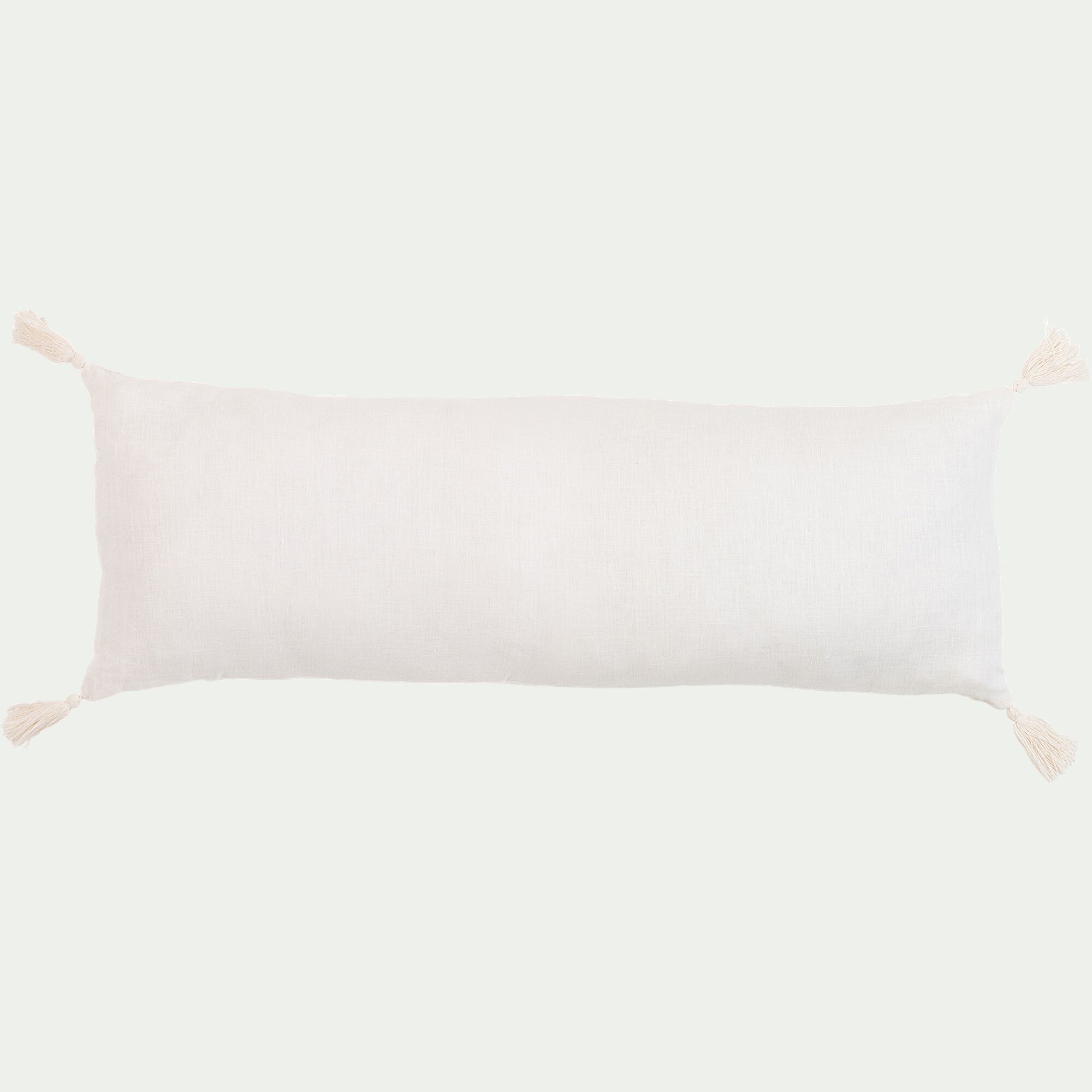 OETA - Coussin en lin finition pompons 30x80cm - blanc ventoux
