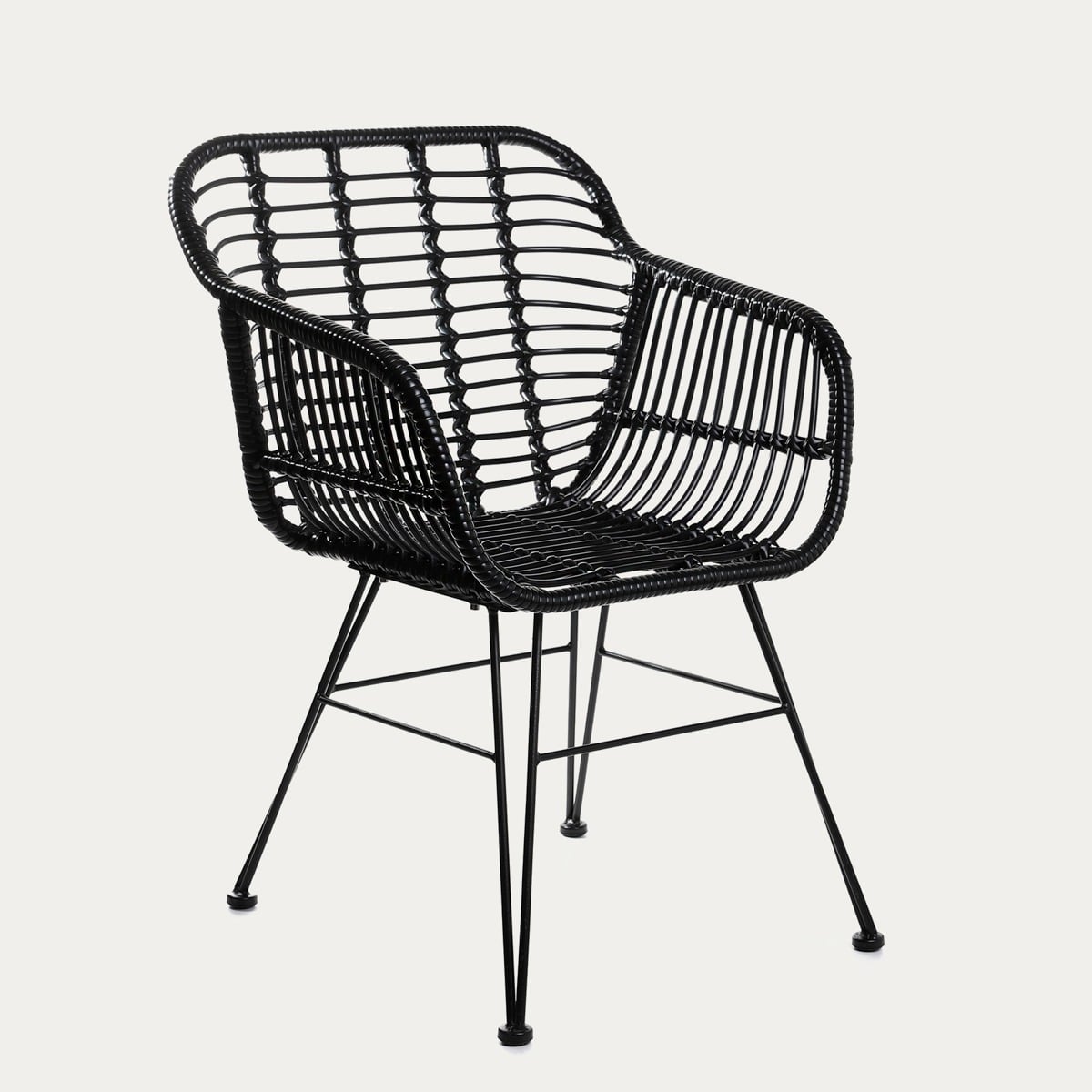 Krzesło JARDIN plecione czarne 57x62x81 cm