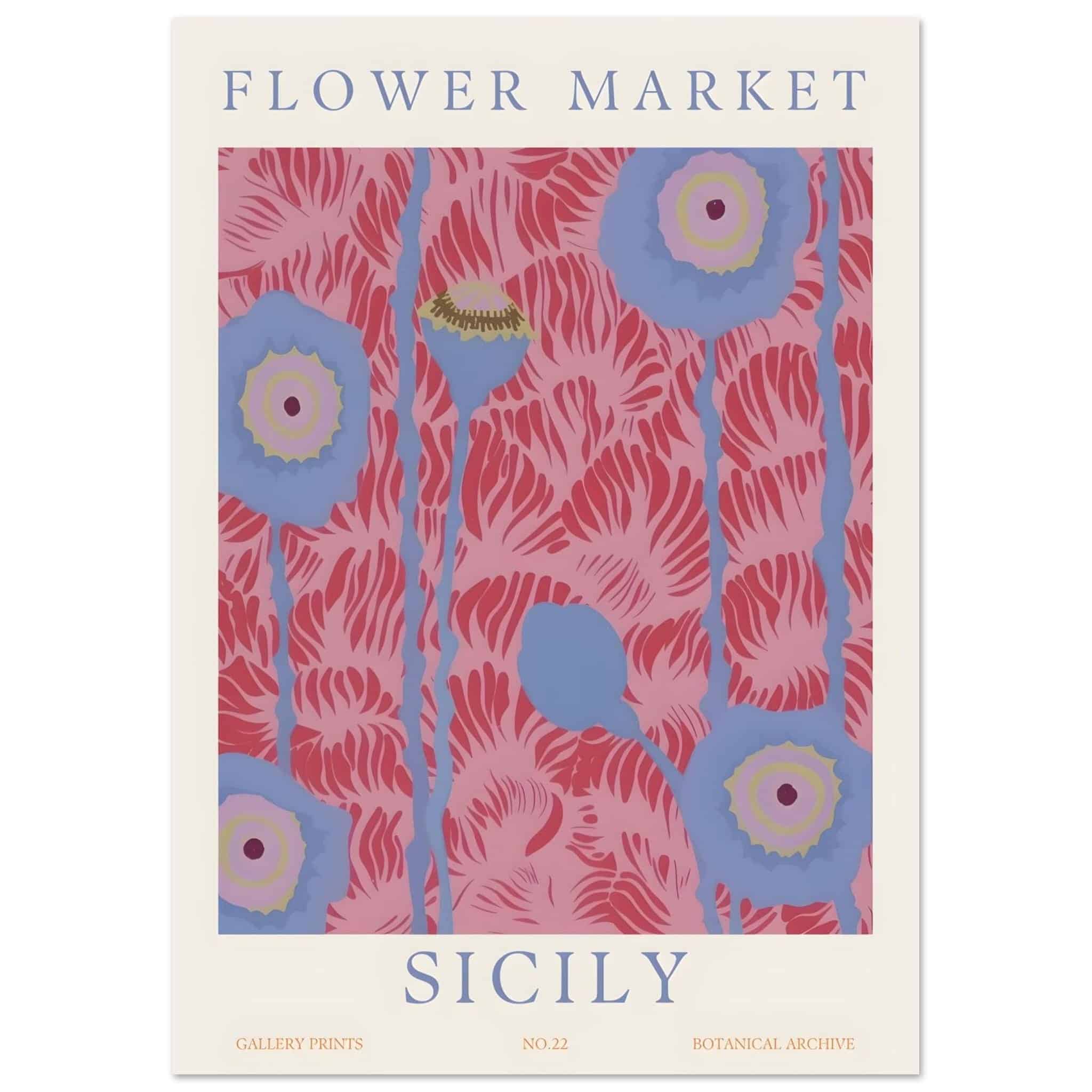 Artfulprints Flower market - Sicily  poster A4 21x29.7 cm