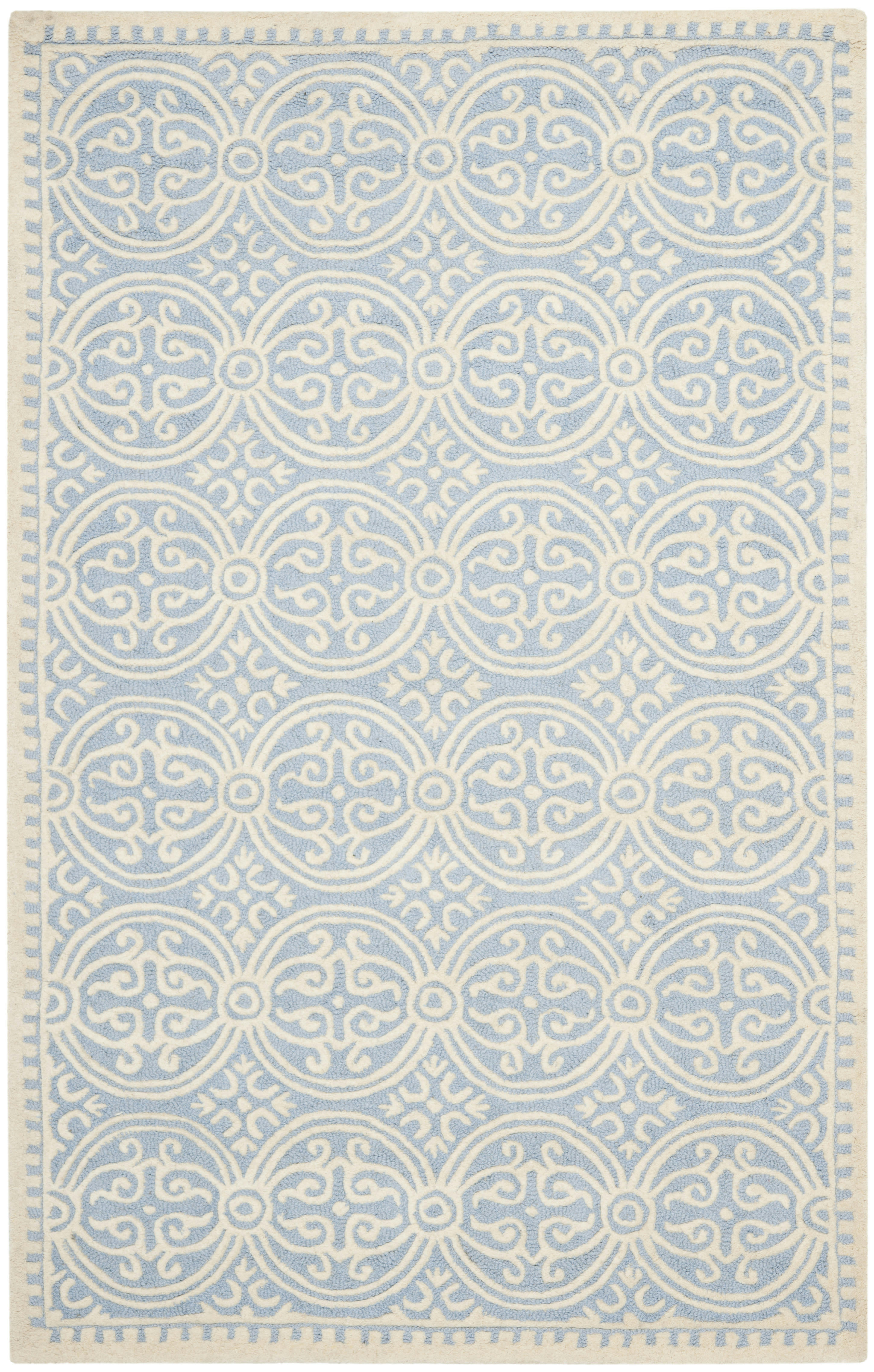 CAMBRIDGE - Tapis de salon interieur en bleu clair & ivoire, 152 x 244 cm