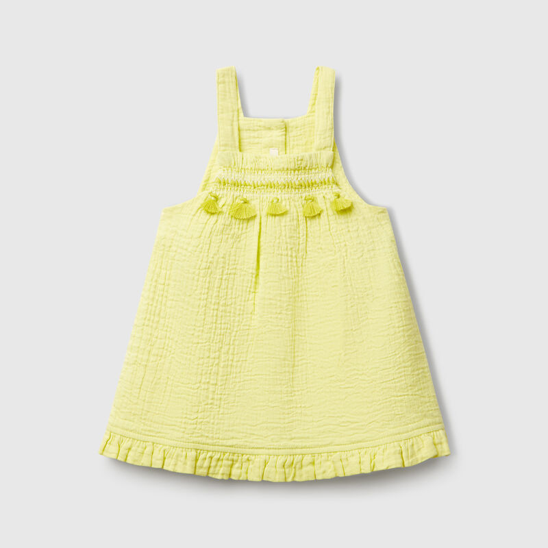 Dungaree dress with tassels