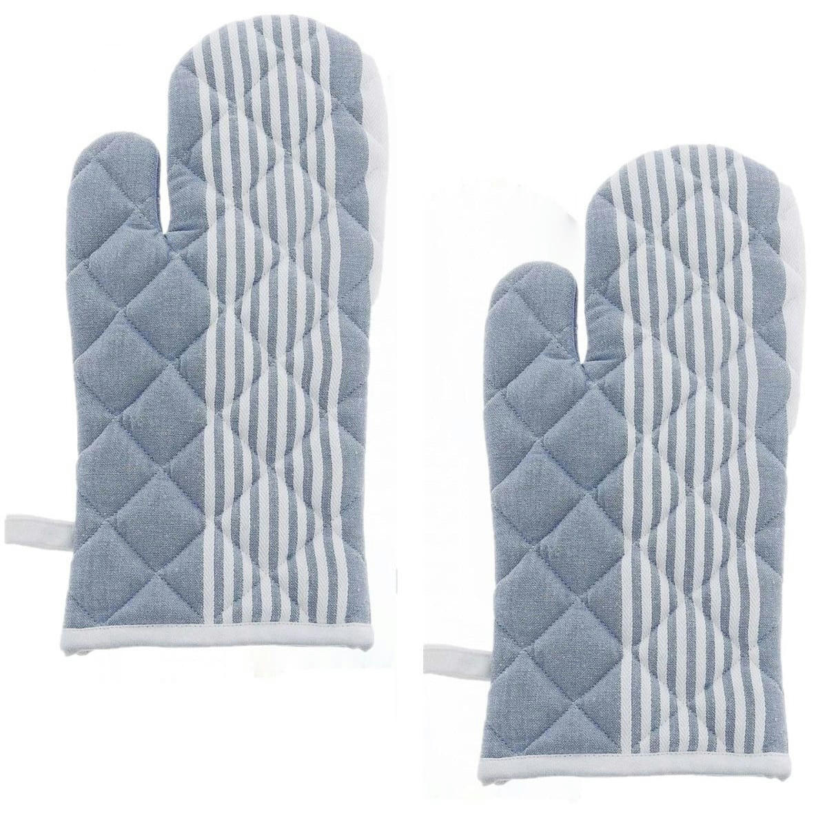 SAUDA - Lot de 2 gants à four  bleu 17x33 cm