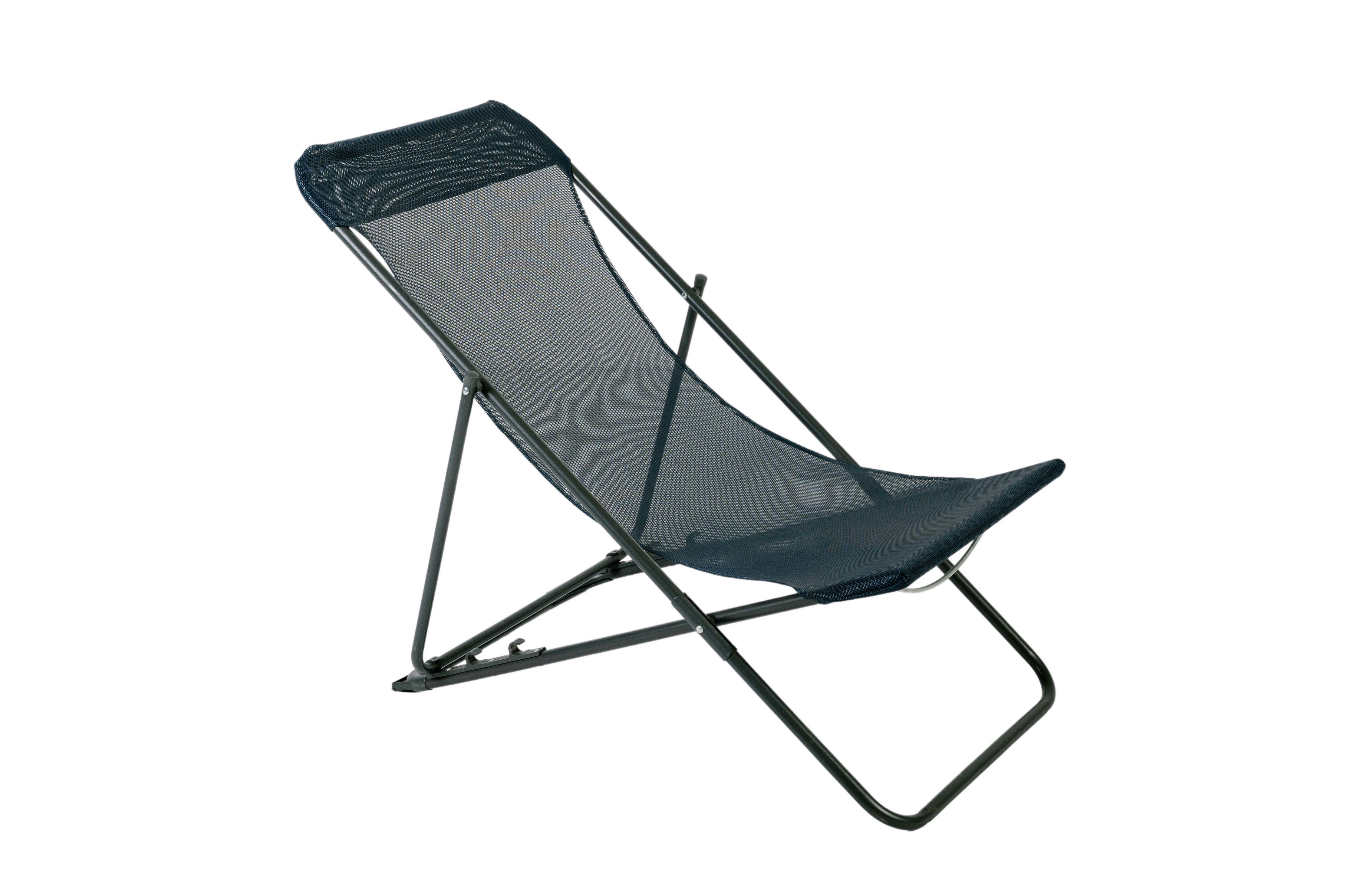 - Lot de 2 chiliennes en acier gris foncé et texaline bleu foncé