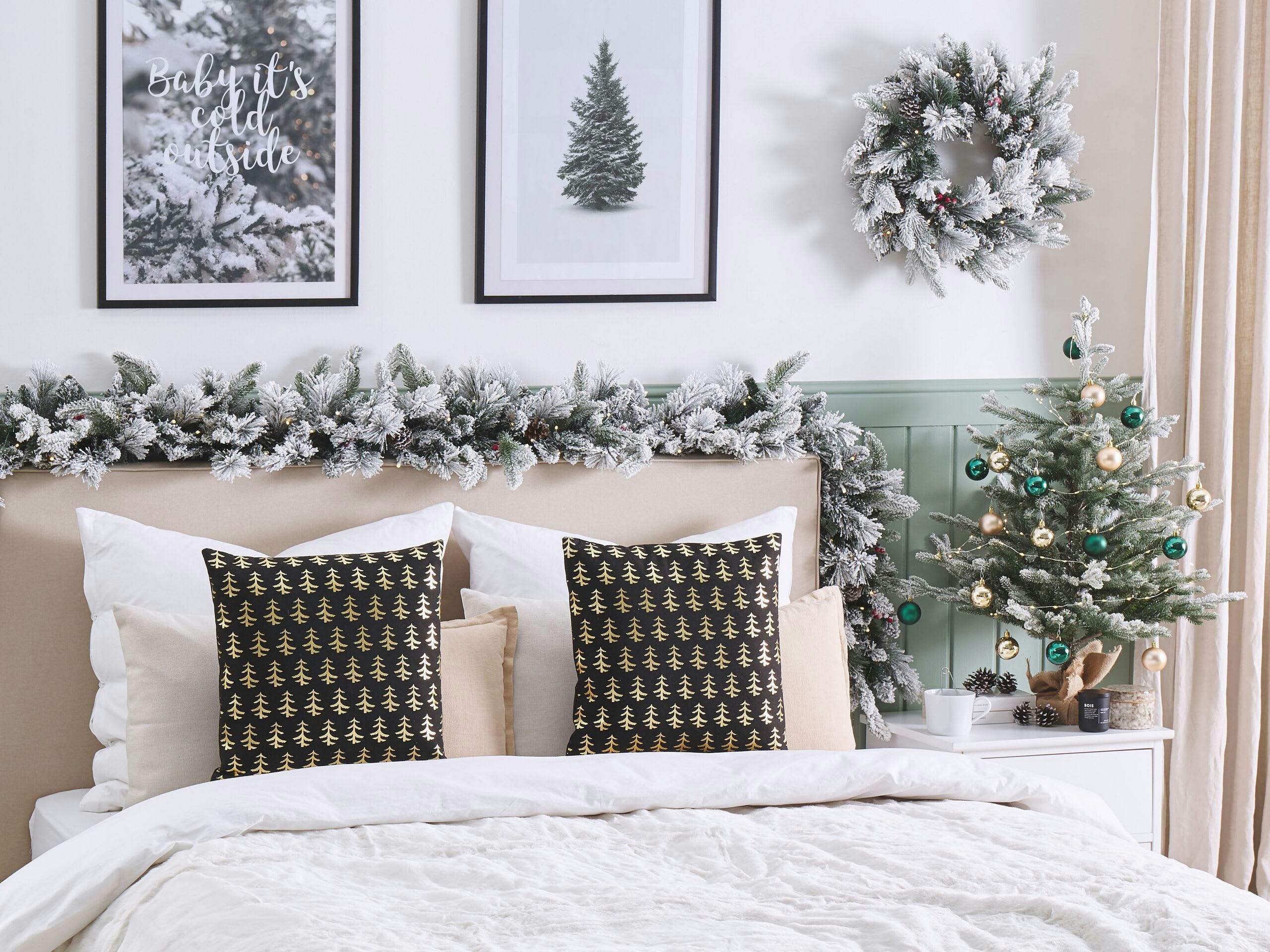 LEROY - Lot de 2 coussin décoratifs en tissu noir 45x10cm