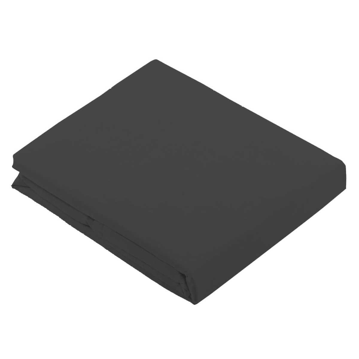 - Drap plat uni en 100 % coton coton gris anthracite  x