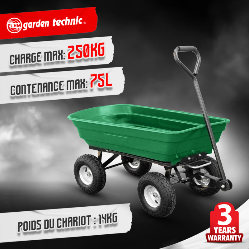 Chariot de jardin avec benne basculante 250 kg ELEM GARDEN TECHNIC