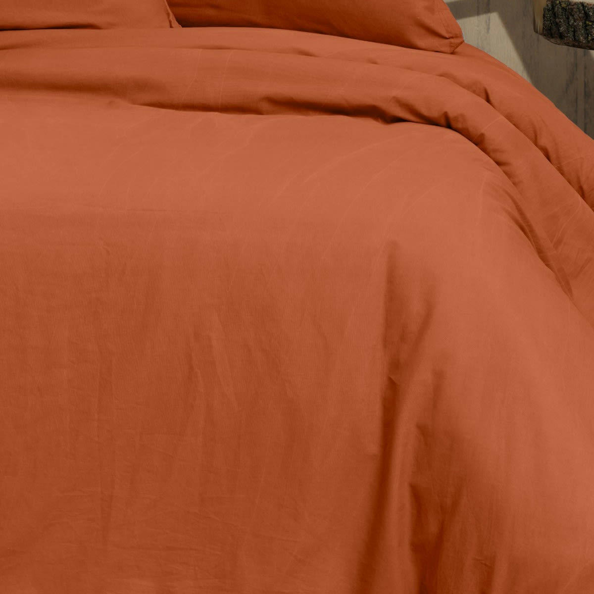 HOME WASHED - Housse de couette en percale lavée  terracota 260x240 cm