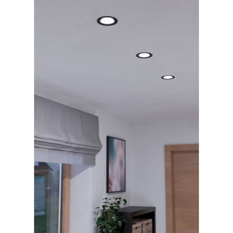 Spot encastrable LED Saliceto noir dimmable Ø 8,8 cm 6 W EGLO