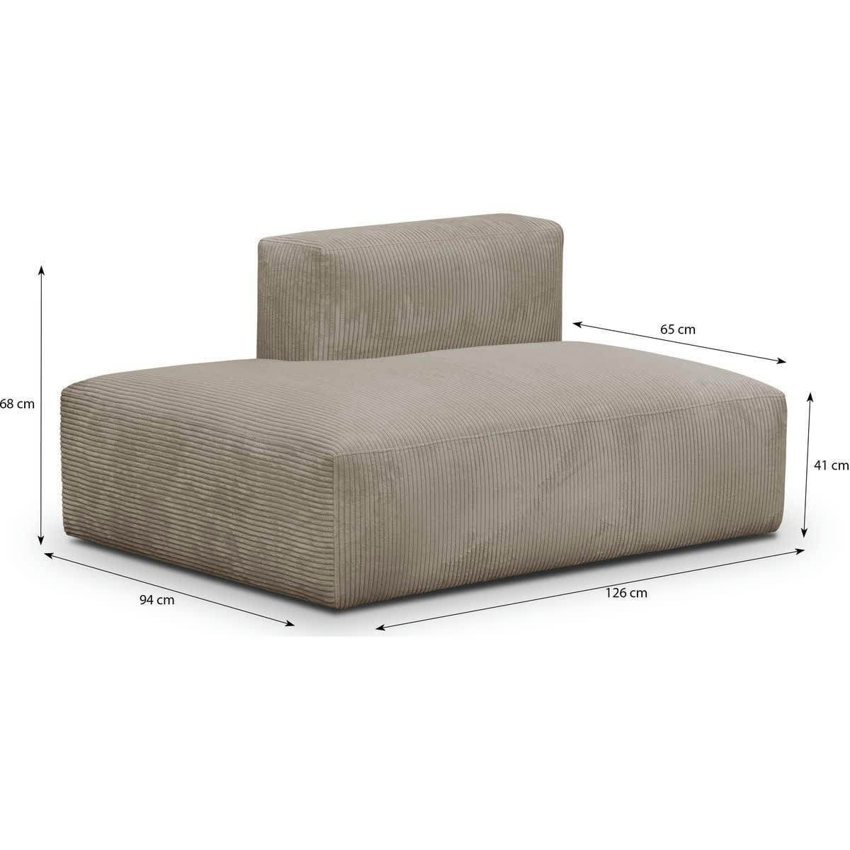 MODULO NEW - Module d'angle ouvert à gauche 2 places en velours côtelé taupe