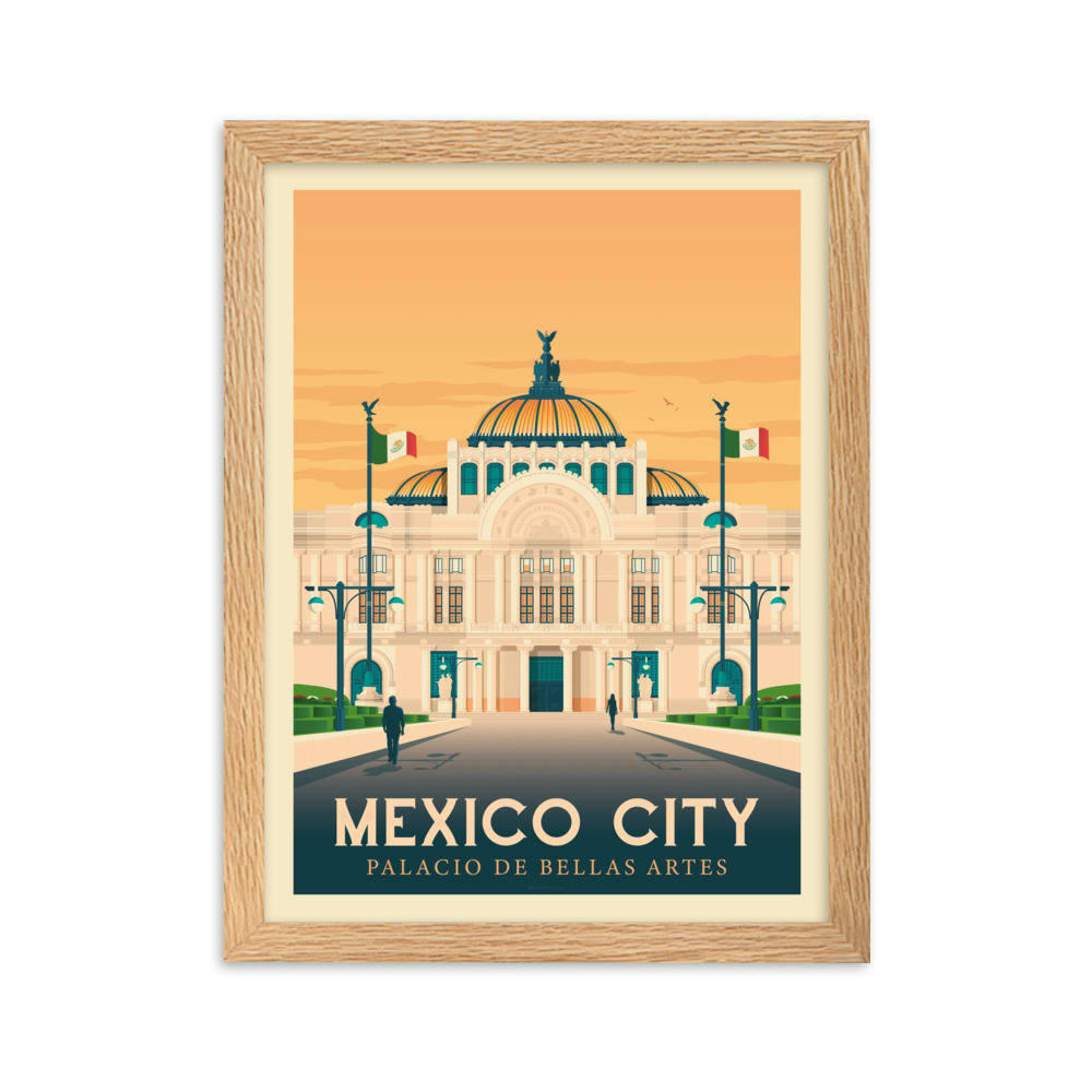 - Affiche Mexico Mexique avec Cadre (Bois) 21x29,7 cm