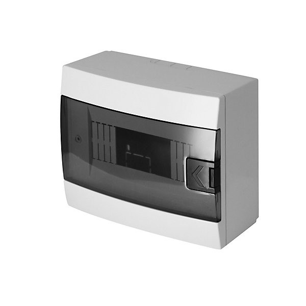 Coffret électrique en saillie 8 modules Tableau électrique nu blanc fumé, 215,5 x 173,5 x 104,5 mm, HOROZ