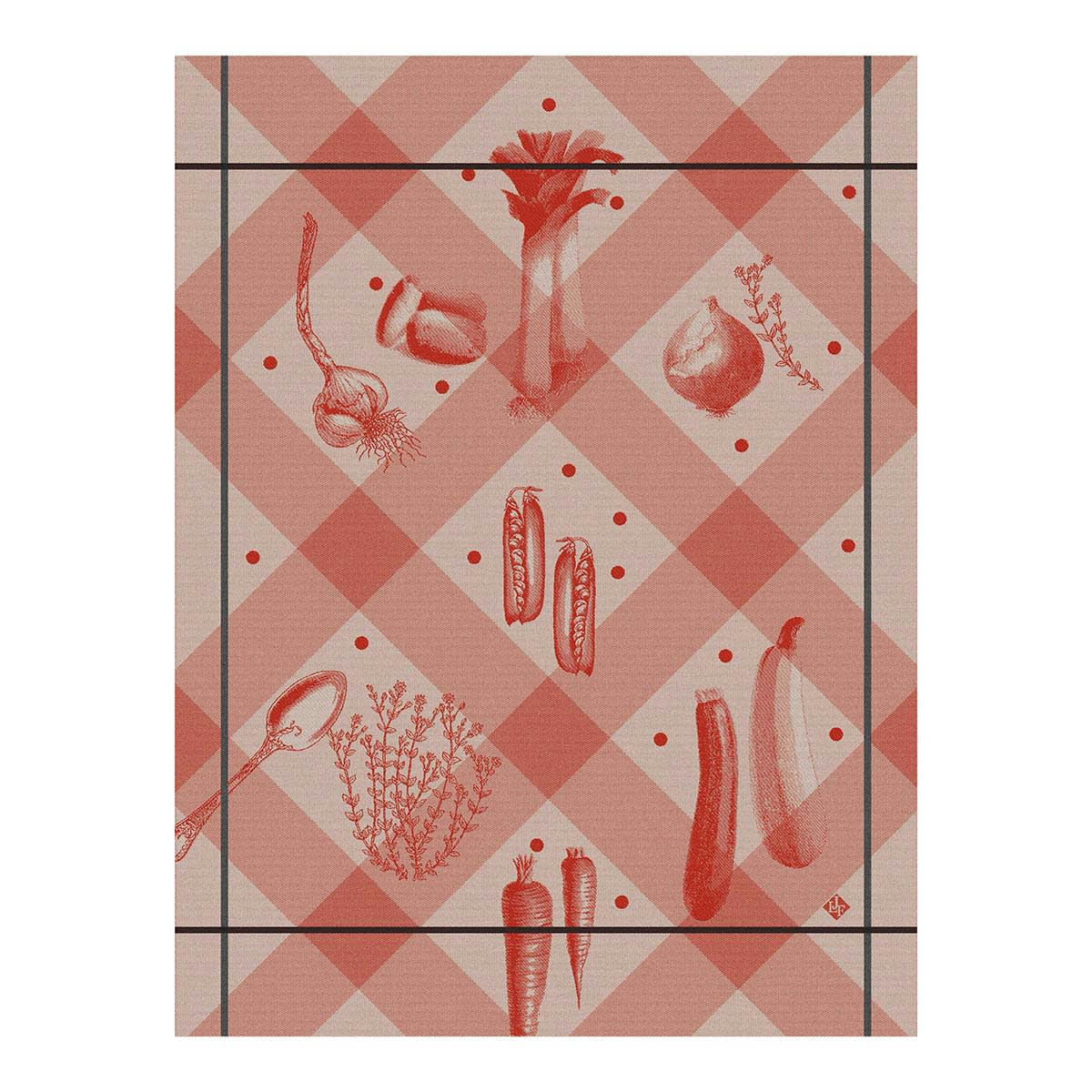 LÉGUMES AU JARDIN - Torchon en coton champignon 60 x 80