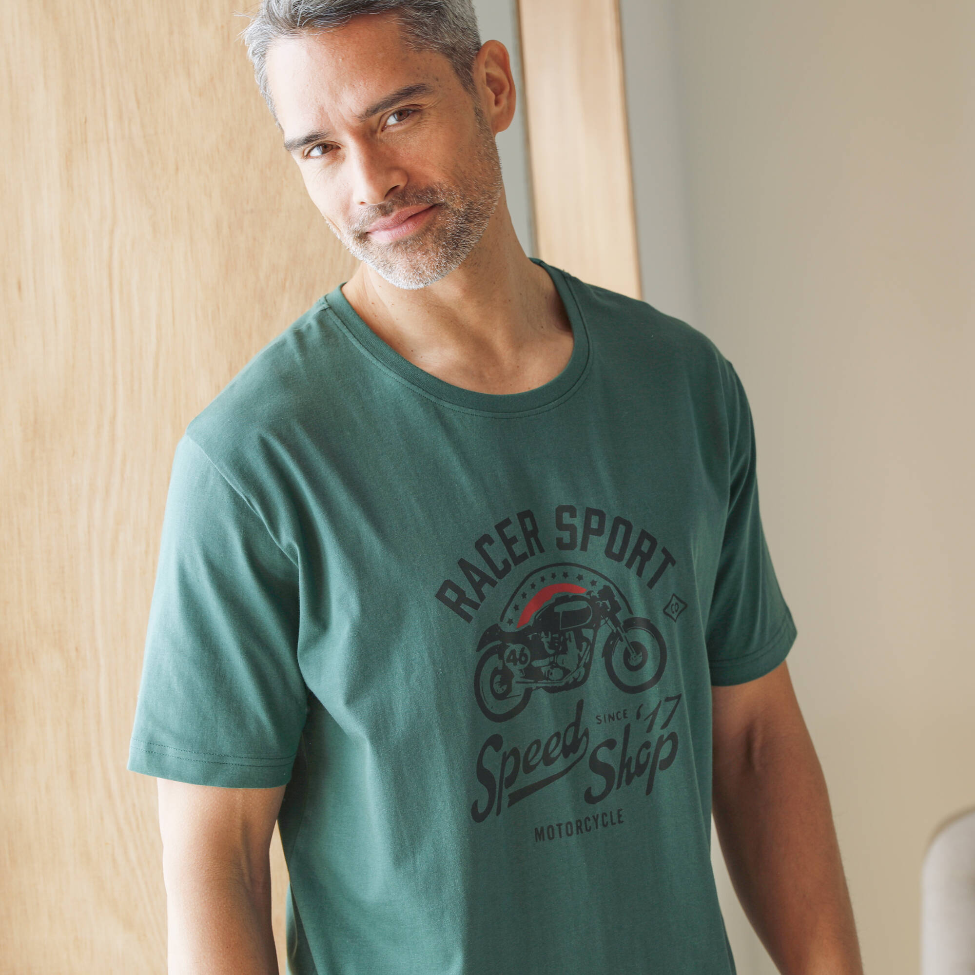 T-shirt pyjama impression placée manches courtes