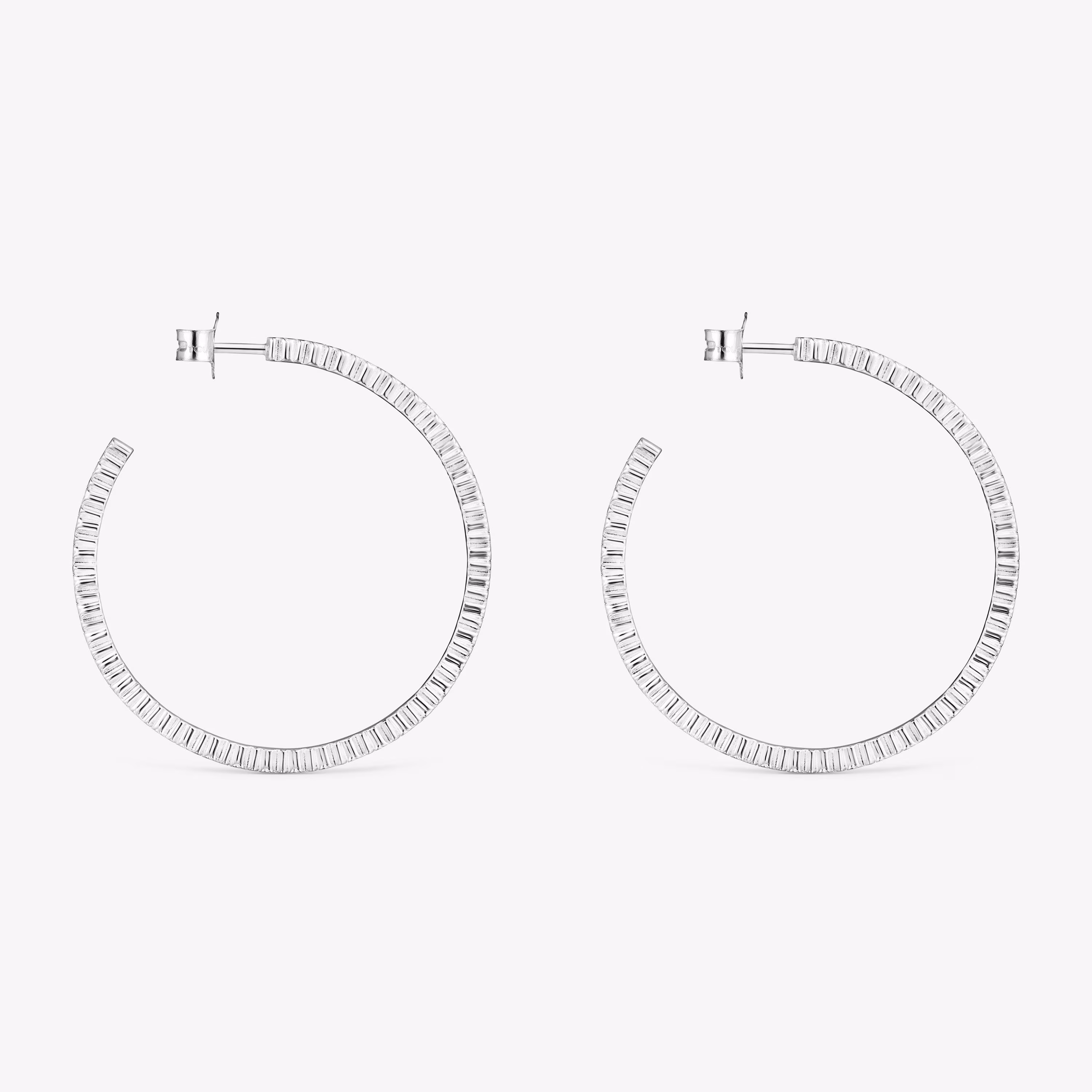 Pendientes aro grandes disco de plata Straight
