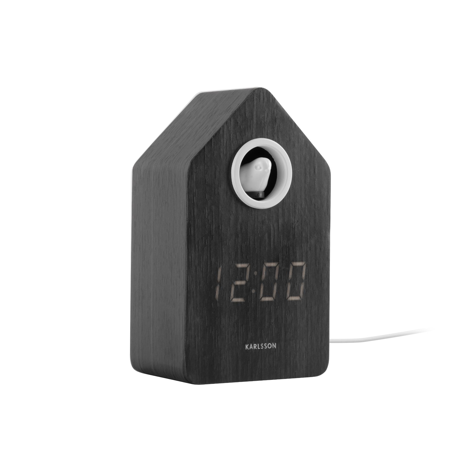 Karlsson wekker Cuckoo LED - zwart - 6x9x15.3cm