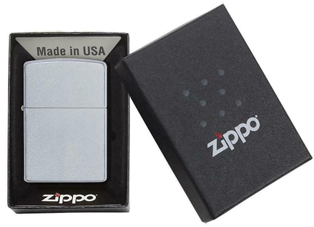 New Genuine Zippo Lighter 205 Satin Chrome Silver Free Shipping