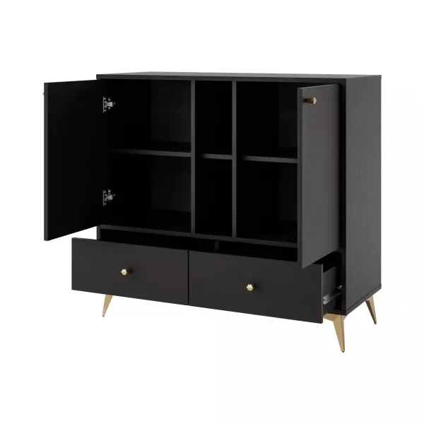 Komoda z szufladami do salonu Sakai 1 2F 2S T825 Czarny