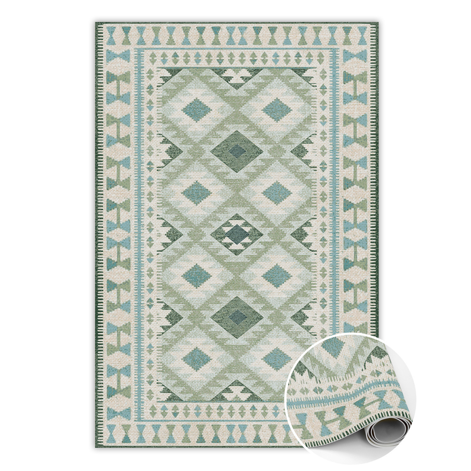 Modny dywan winylowy Zielone romby 60 x 90 cm
