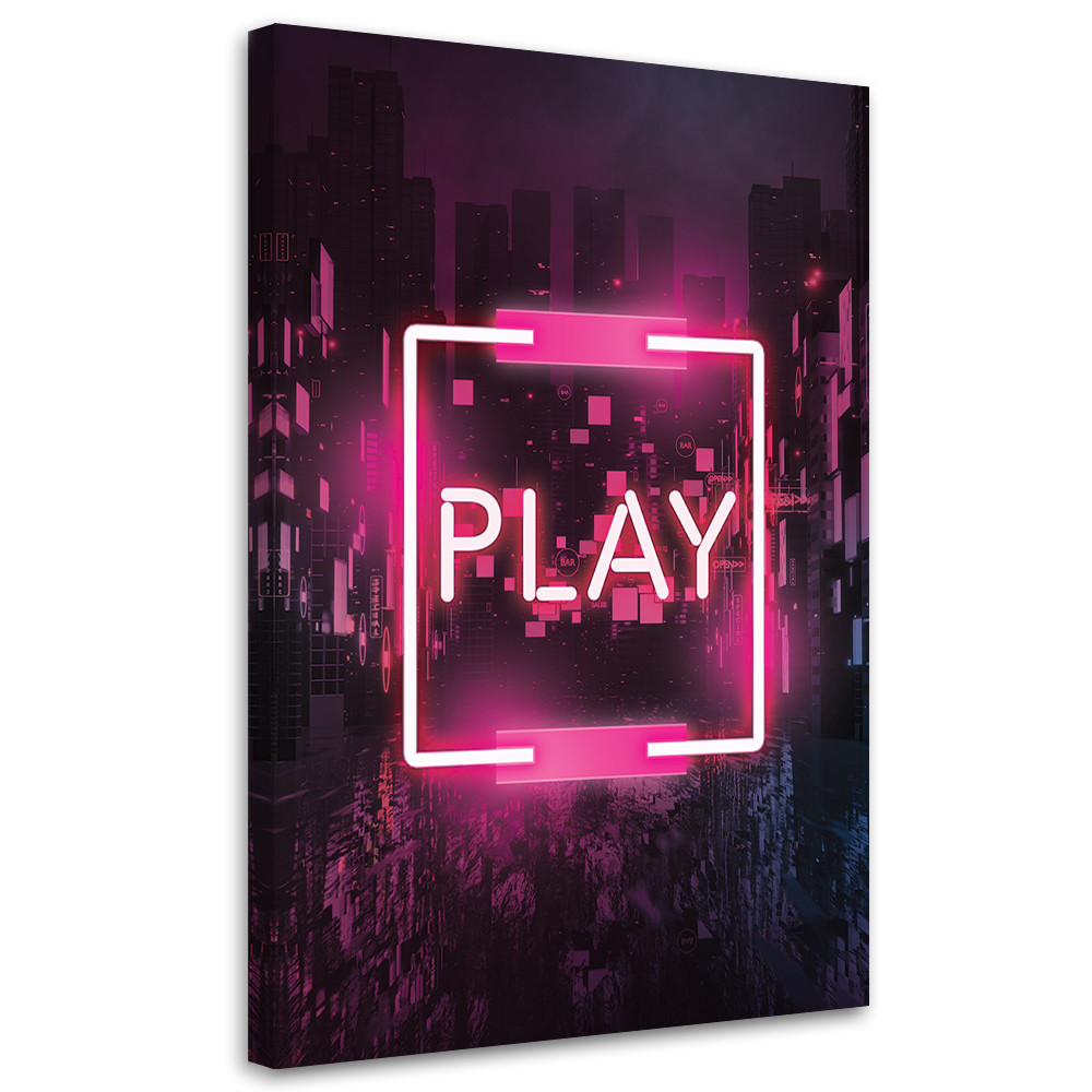 Feeby Obraz na płótnie, Różowy napis PLAY dla gracza 40x60