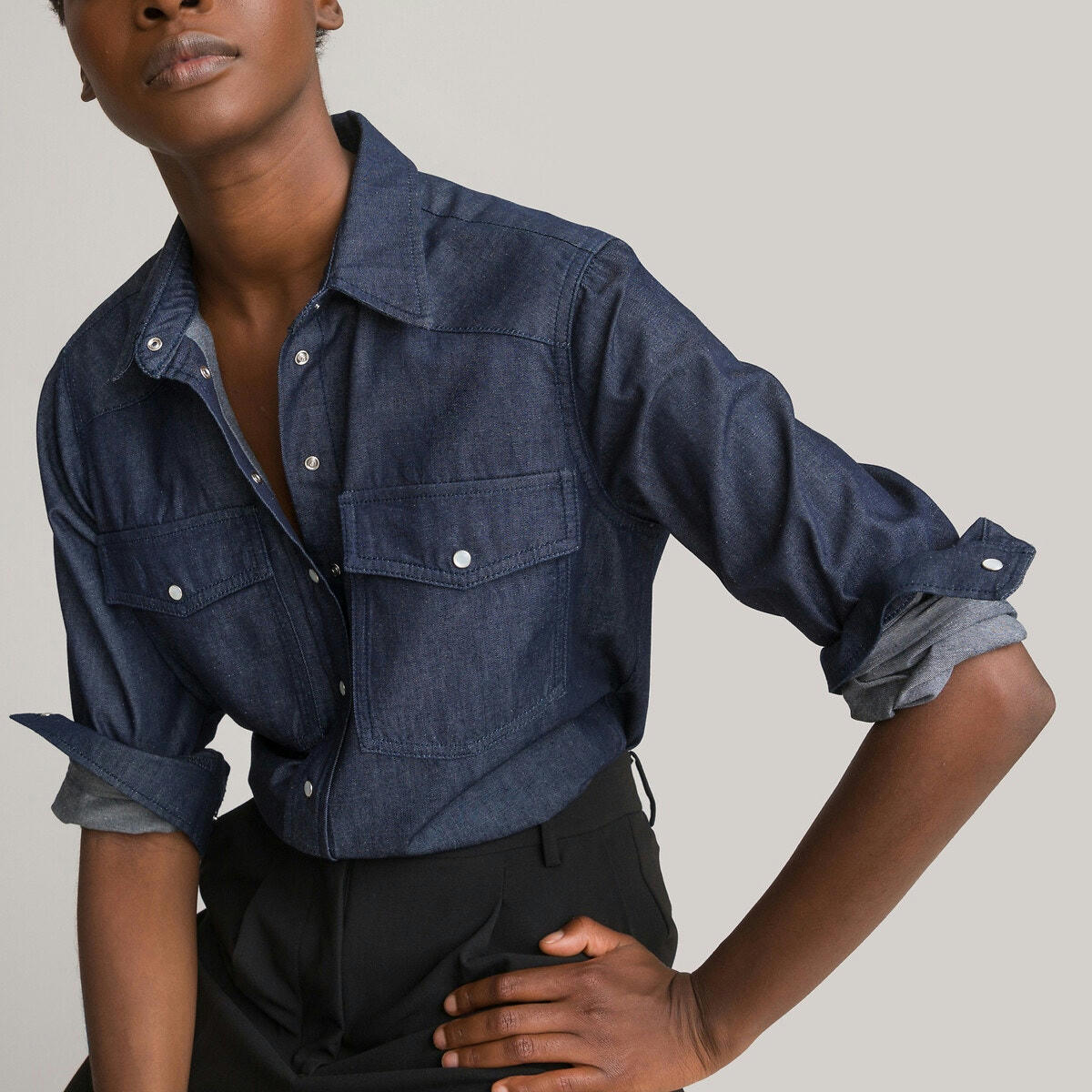 Chemise, manches longues en denim