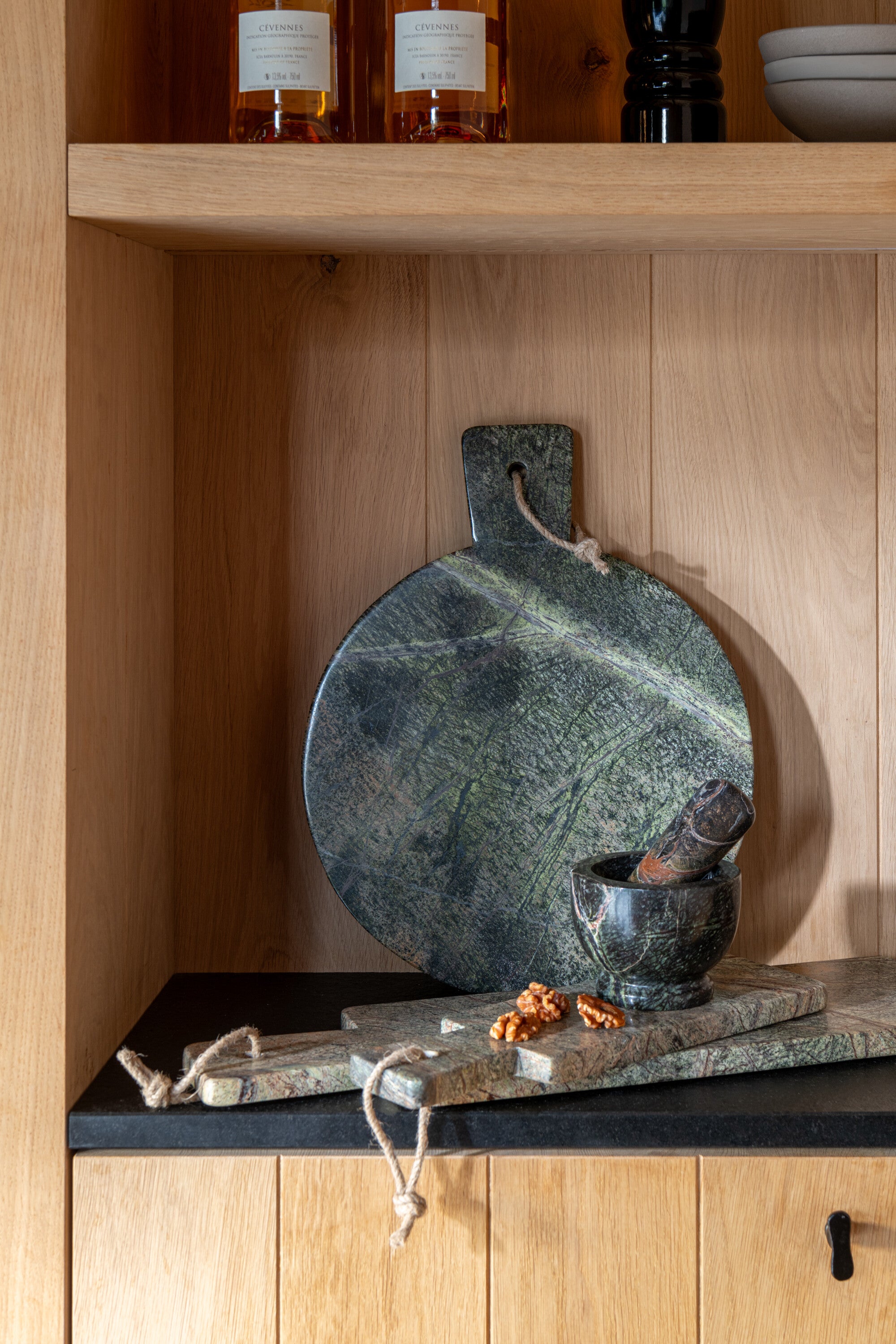 J-Line kaasplank Rechthoek Marmer - steen - kakigroen donker