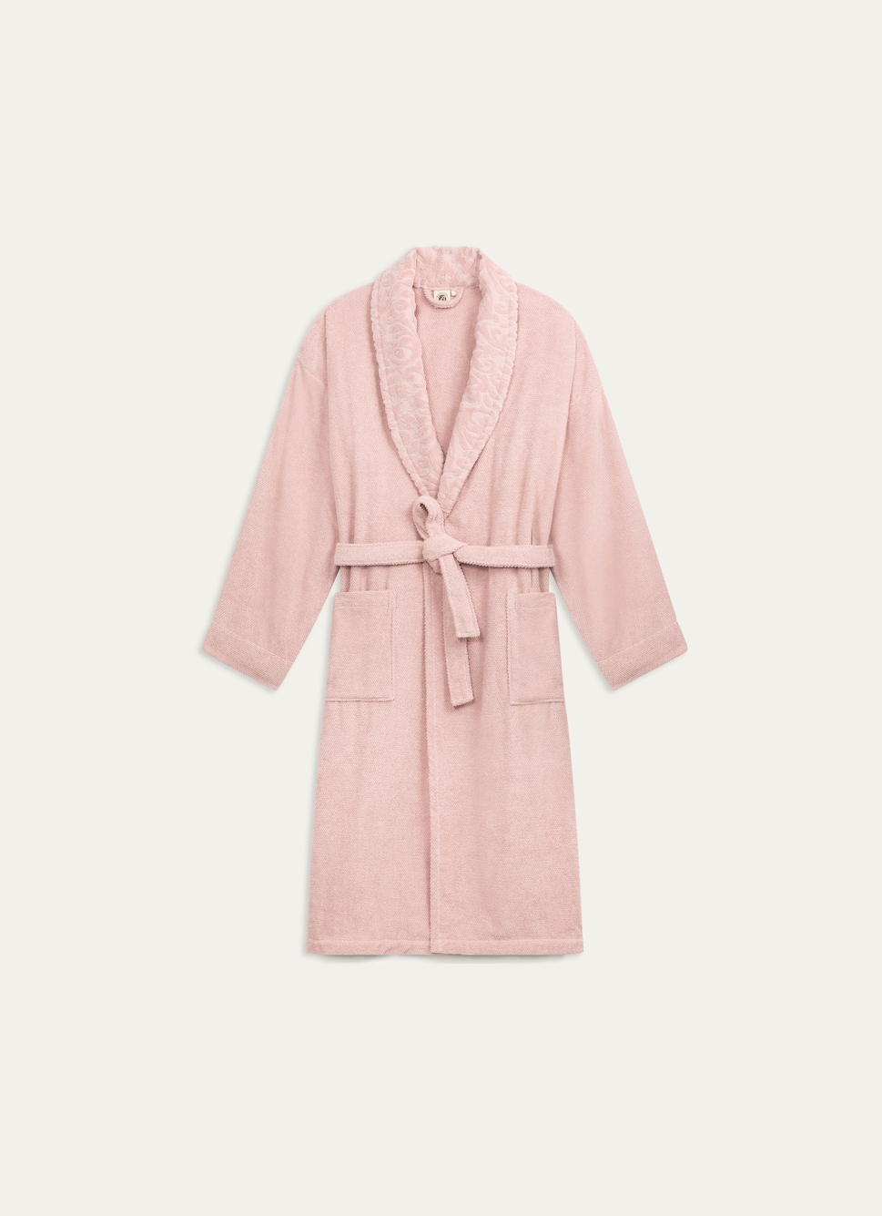 PEIGNOIR COL VELOURS CISELÉ ROSE