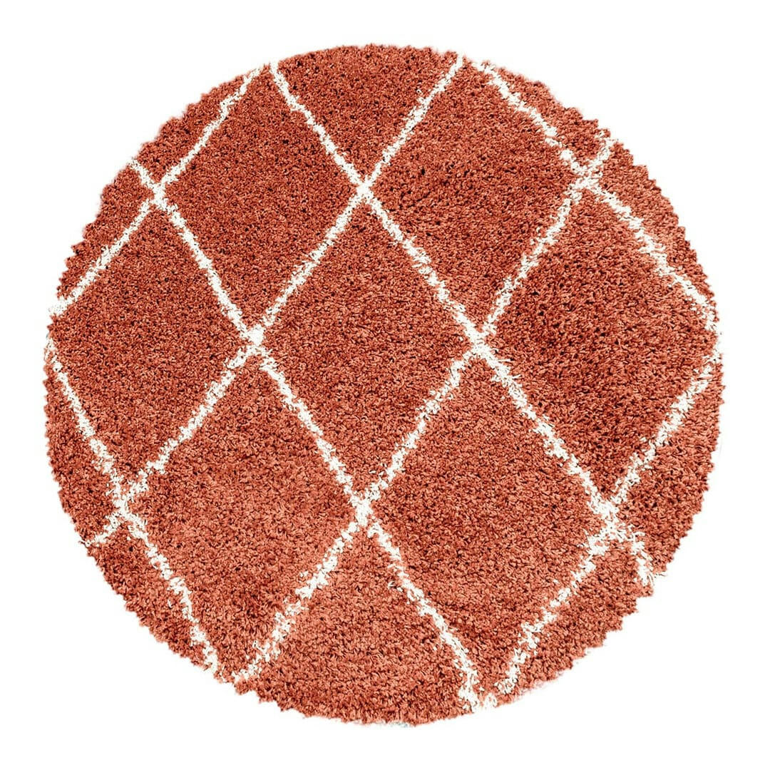 CHANTECLER - Tapis géométrique scandinave en polypropylène terre Ø 160