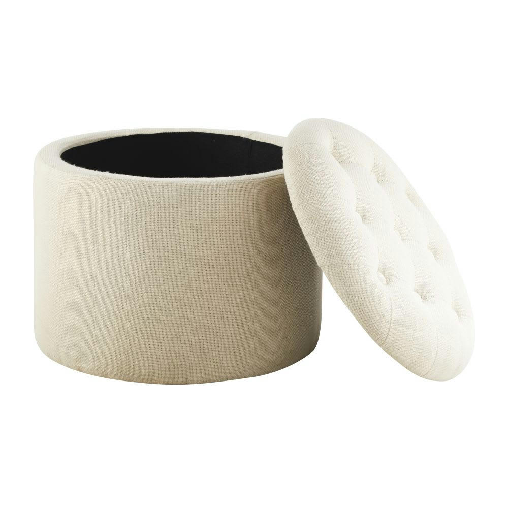 MELISSA - Pouf coffre capitonné crème