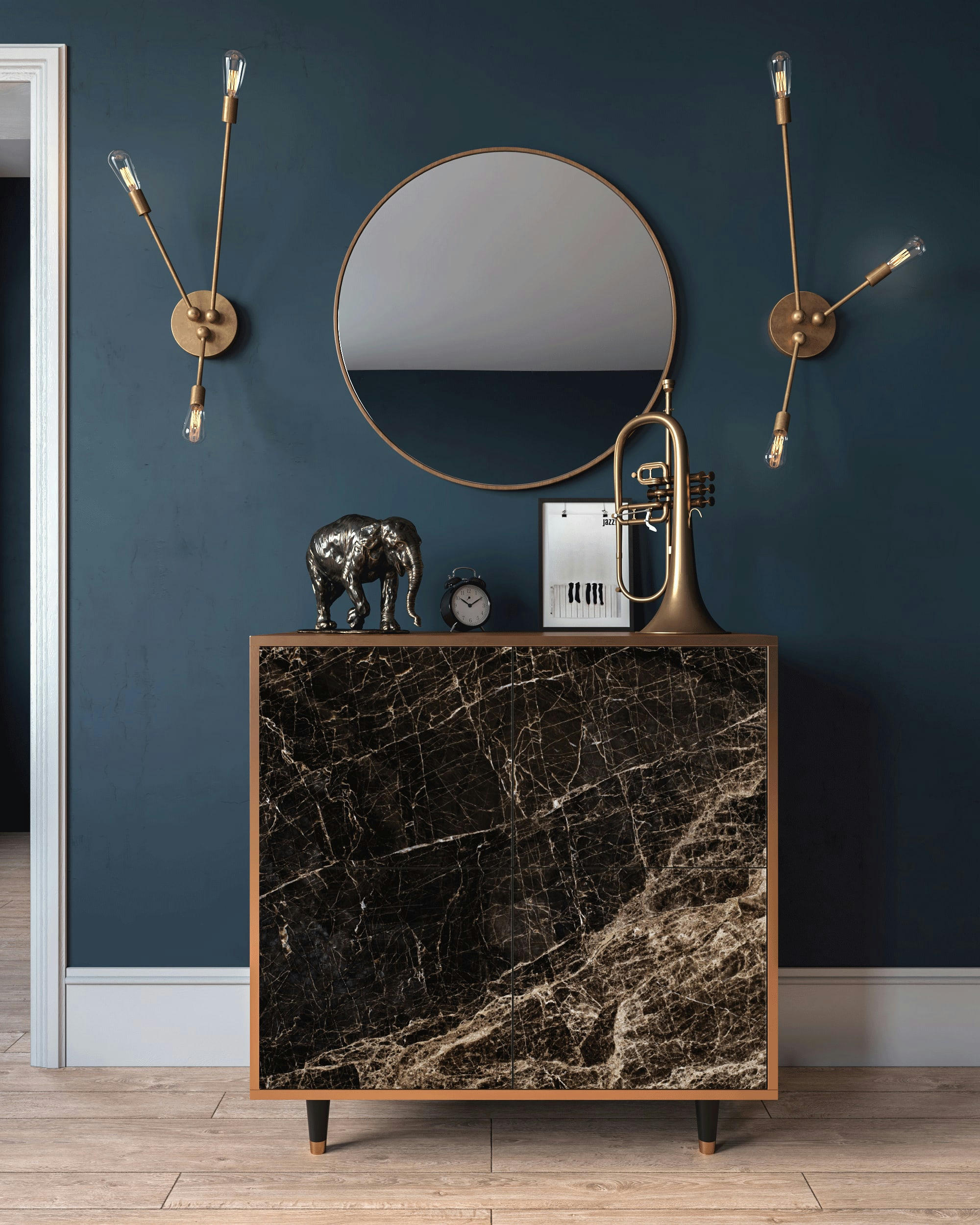 NIGHT ABYSS - Buffet  noir 4 portes L 94 cm