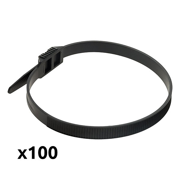 Lot de 100 colliers de câblage 9x 350mm - Noir - Zenitech