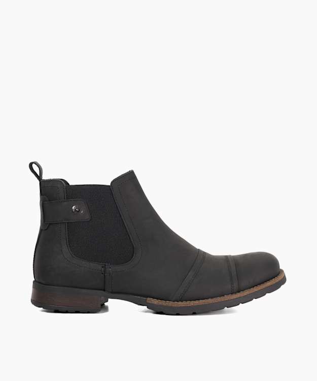 Saltwood Black - Leather Wide Fit Casual Chelsea Boots