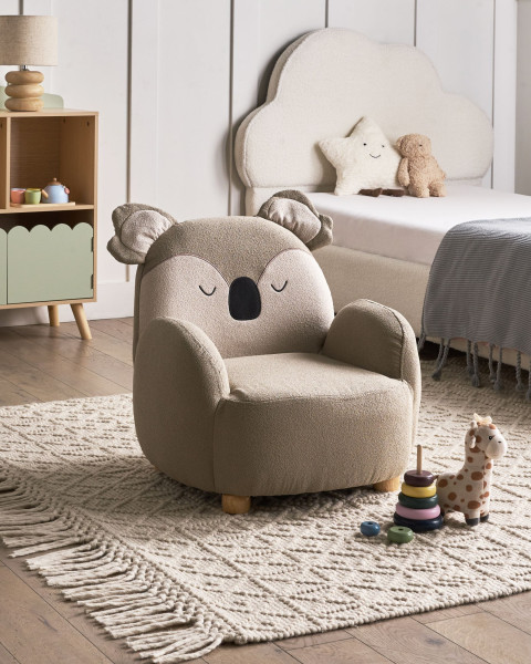 Fotel niski dla dzieci miś koala beżowoszary