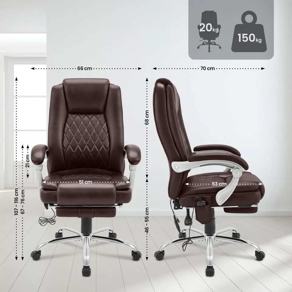 CLP Bureaustoel Rubia chroom Frame - Kunstleer - bruin