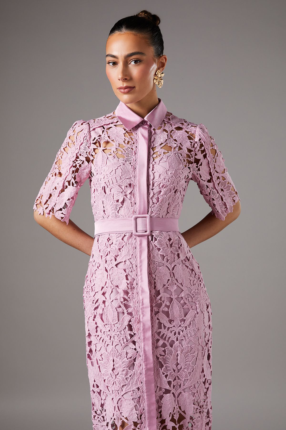 Coast Lace Shirt Dress With Short Sleeves