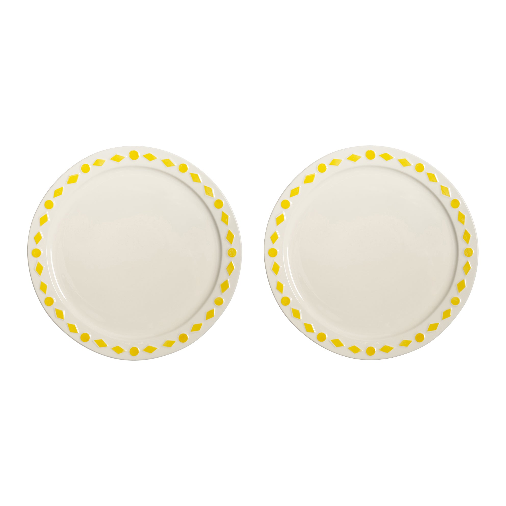 &k amsterdam Folk Bord Ø 27,5 cm - Geel - Set van 2