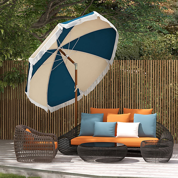 Parasol inclinable de jardin dia. 213 cm style vintage franges