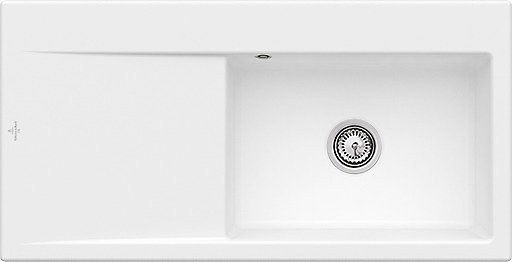 évier en céramique 1 cuve à droite à encastrer Villeroy &Boch Subway Style blanc brillant