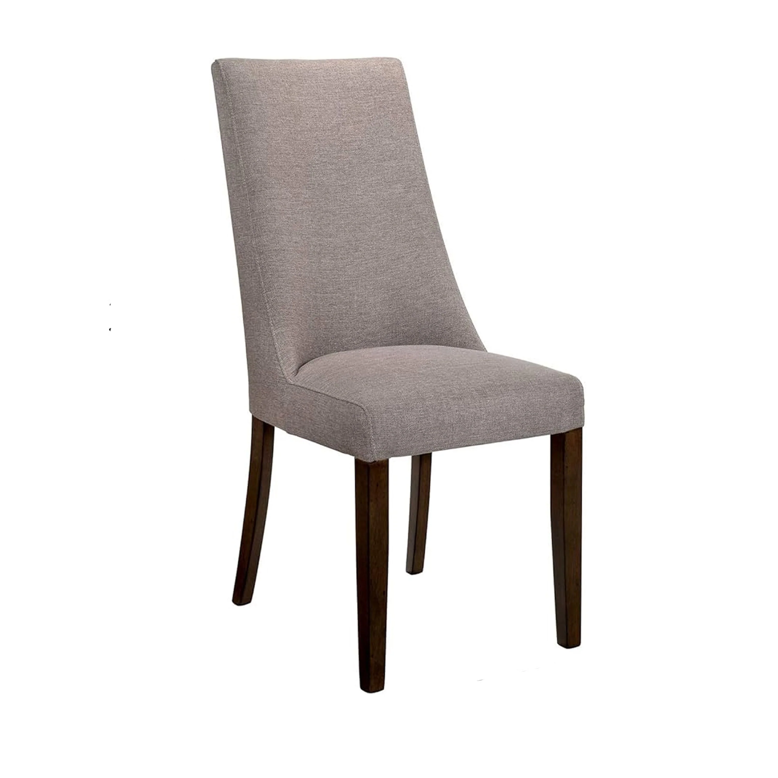 Aliza 7pc Dining Table Set, 6 Gray Chairs, Walnut Brown Solid Wood