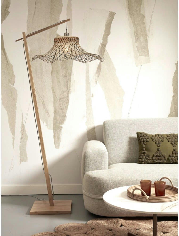 IBIZA - Lampadaire bambou abat-jour bambou naturel/noir, h. 176cm