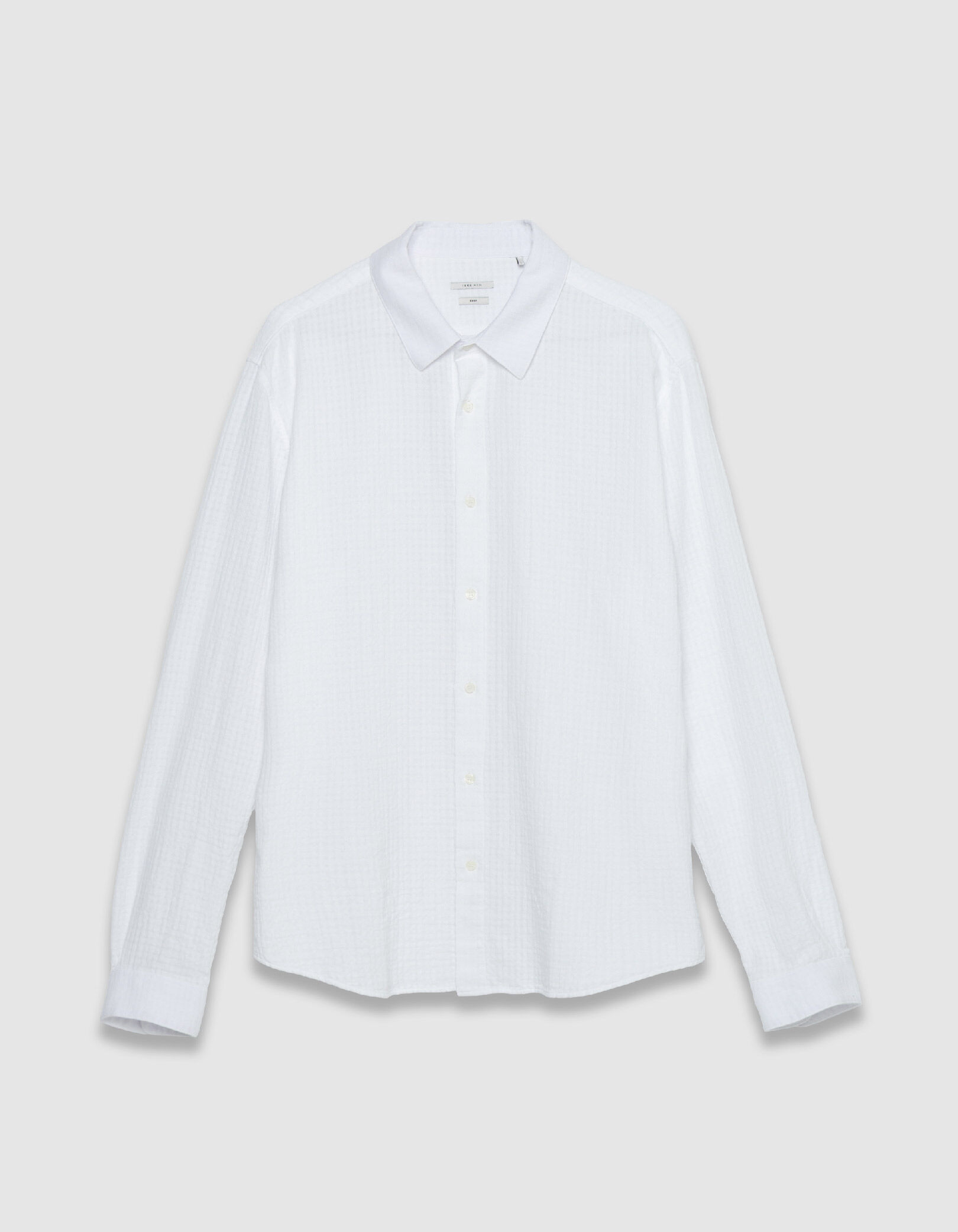 Chemise regular blanche armurée relief carreaux Homme