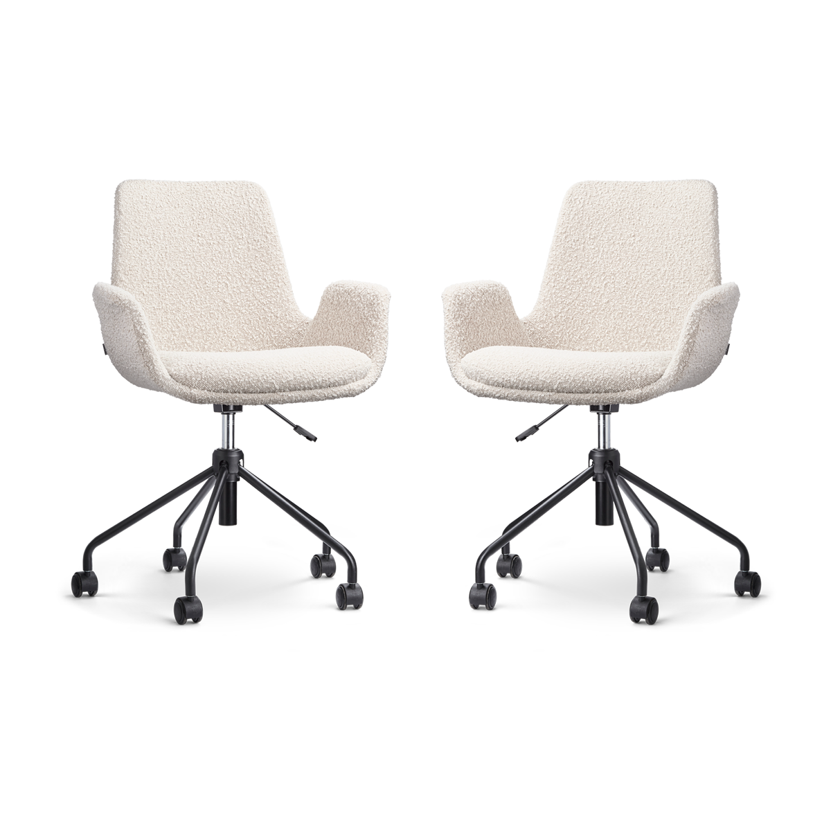 Nolon Nout-Eef Bureaustoelen Set van 2 - Bouclé Beige - Zwart