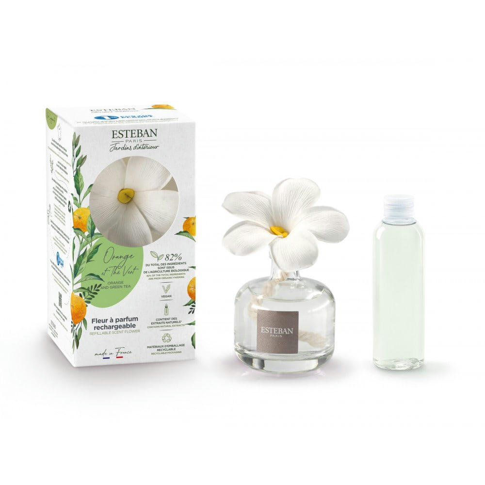 ORANGE ET THÉ VERT - Fleur à parfum rechargeable